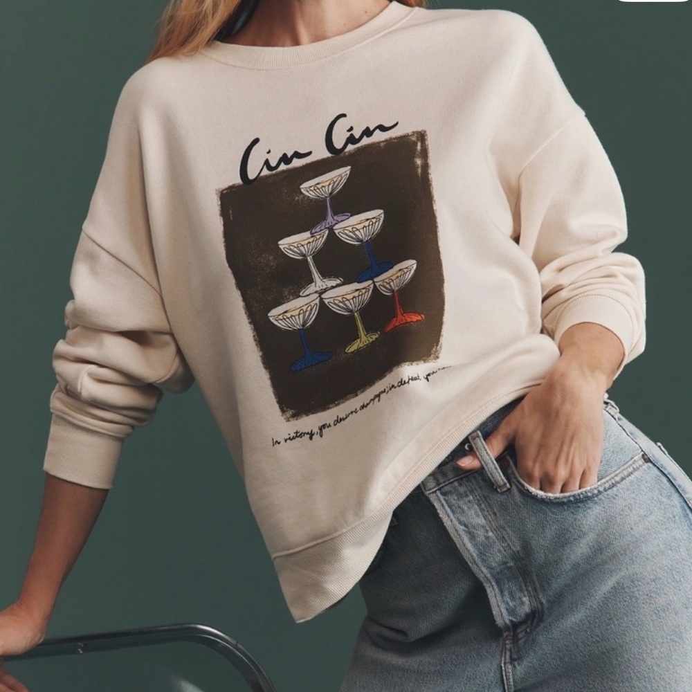 NWT Cin Cin MAEVE X NATALIA BAGNIEWSKA COCKTAIL SWEATSHIRT FUN Style XS